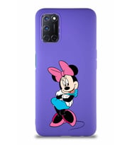 Oppo A72 Soft Premier Kapak Minnie Mouse-D Tasarımlı Silikon Kılıf - Mor (Şeffaf)