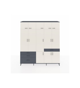 Hyperion Dolap 8 Raflı 4 Çekmeceli 3 Askılı 220x44x243 Antrasit-Aytaşı/Antrasit