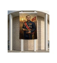 Askeri Üniformalı Atatürk Portresi Poster Bayrak Premium Raşel Kumaş ATA75 2x3m