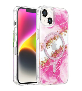 Onegif iPhone 14 Lotus Simli Magsafe Kapak - Pembe
