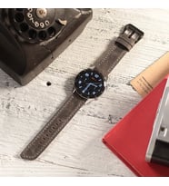 vagave Huawei Watch Crazy Oval Uçlu Deri Kordon Gt / Gt2 / GT2E / GT2PRO / Gt3 / Gt3 Pro 46MM - 22MM İsme Özel (Gri)