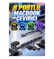 8 Portlu USB Type-C Hub Dönüştürücü HDMI 4K, USB 3.0, SD Kart ve Ethernet Çıkışlı Çoklayıcı