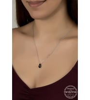 Union Swarovski Crystal Kadın Black Drop Gümüş Kolye