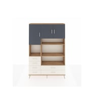 Arges Dolap 9 Raflı 6 Çekmeceli 3 Kapaklı 132x30x195 Çam-Antrasit/Aytaşı