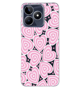 Realme C53 Uyumlu Kalp Desenli Şeffaf Telefon Kılıfı