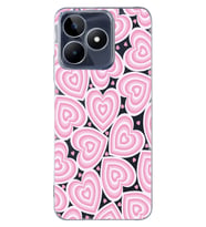 Realme C53 Uyumlu Kalp Desenli Şeffaf Telefon Kılıfı