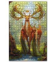 Cakapuzzle Ormanda Kral Geyik ve Elf Kızları Puzzle Yapboz MDF (Ahşap) (120 Parça)