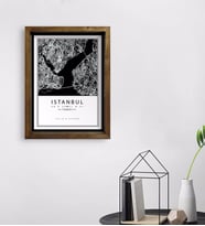 BK Gift Kişiye Özel İstanbul Haritası Tasarımlı Doğal Masif Ahşap Çerçeveli Tablo 45x65cm-2
