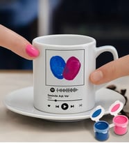 BK Gift Kişiye Özel Parmak İzi Spotify Şarkılı Türk Kahvesi Fincan Takımı Seti-1, Sevgiliye - Doğum Günü Hediyesi