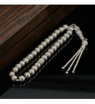 Küre Kesim Çizgili Gümüş Tesbih Model 2