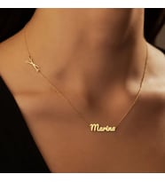 Kişiye Özel Yan Makas Model İsim Kolye 925K Gümüş (Gold)