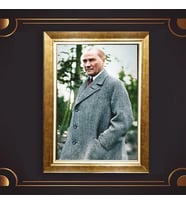Özel Seri Paspartulu Çerçeveli Atatürk Tablo l637 (Gold)