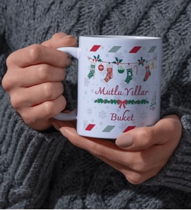 Kişiye Özel Yeni Yıl Yılbaşı Hediyesi İsme Özel Kupa Bardak Kahve Hediye Seti