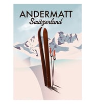 Andermatt Isviçre Kayak Posteri Tablo Ahşap Poster Dekoratif
