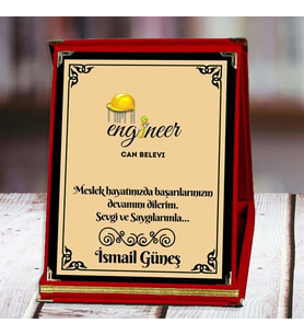 Mühendis Baskılı Plaket (1. Tasarım)  Kişiye Özel (Kırmızı)