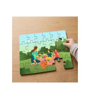 Piknikte Mutlu Aile Tasarımlı 24 Parça Ahşap Çocuk Puzzle MPK0149
