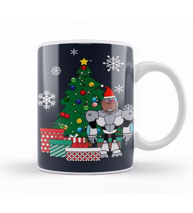 Teen Titans Cyborg Around The Christmas Tree Kupa Bardak Porselen