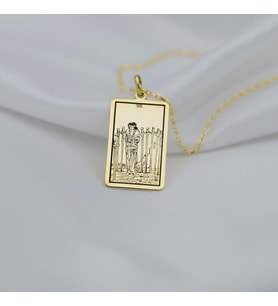 Altın Kaplama  Eight of Sword Tarot Gümüş Kolye