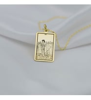 Altın Kaplama  Eight of Sword Tarot Gümüş Kolye