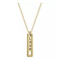 Kişiye Özel 925 Ayar Gümüş Dikey Plaka Love Kolye (Gold)