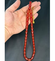 ÇUBUK KEHRİBAR TESBİH KARAMEL RENK KAPSÜL KESİM İRİ BOY 14,5MMX11MM T-775 (Çok Renkli)