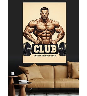 Ağırlık Kaldırma Vücut Geliştirme Fitness Kulübü Reklam Afişi Dekoratif Kanvas - Mdf Ahşap Tablo