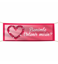 Benimle Evlenir misin? Kumaş Pankart (Çok Renkli)
