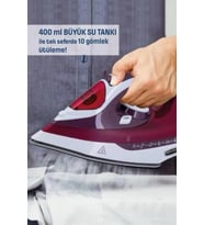 Yeni Nesil Kırmızı Buharlı Ütü 2200 Watt Seramik Tabanlı Yüksek Buhar Gücü Tech