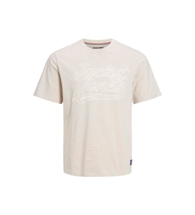 Jack & Jones Yuvarlak Yaka Yazılı Kısa Kollu Siyah Erkek T-shirt 12227774 (Bej)