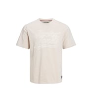 Jack & Jones Yuvarlak Yaka Yazılı Kısa Kollu Siyah Erkek T-shirt 12227774 (Bej)