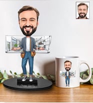 Kişiye Özel İç Mimar  Karikatür Biblo Ve Kupa Hediye Seti 230