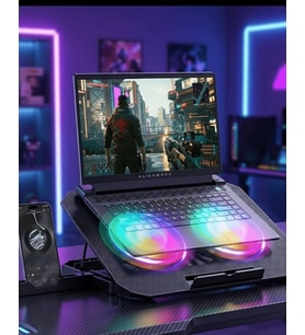 RGB Işıklı Laptop Soğutucu Stand Çift Fanlı Sessiz Çalışan Ayarlanabilir