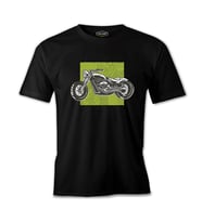 Motorcyle on a  Green Background Siyah Erkek Tshirt