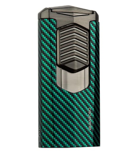 Quantoro 3 Torch Pürmüz Yeşil-Karbon Metal Puro Çakmağı