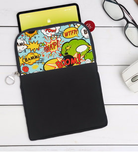 BK Gift Pop Art Tasarımlı Taşınabilir Koruyucu Tablet Kılıfı & Organizer Çanta - Siyah-3