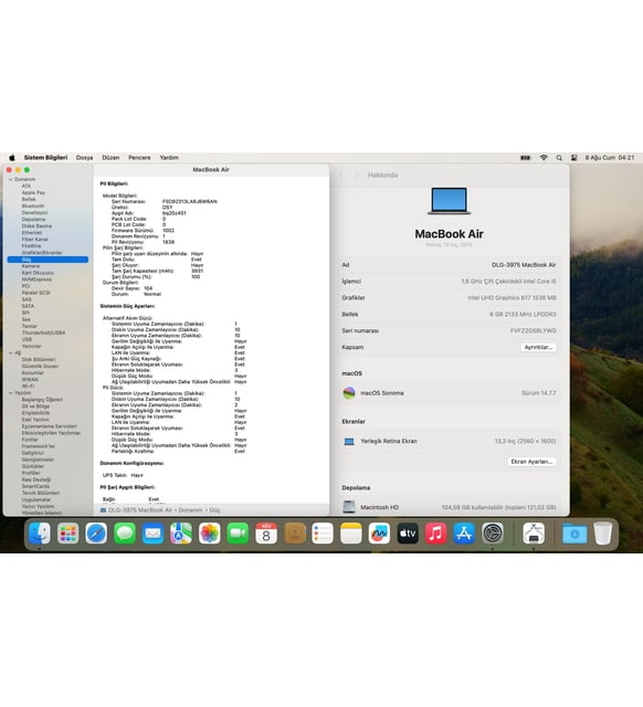 Apple MacBook Air 2019 Intel Core i5 8GB RAM 128GB SSD 13.3” Uzay