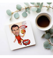 Kişiye Özel Smaç Basan Basketbolcu Karikatürlü Bardak Altlığı