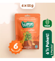 Humm Organic Organik Vegan Portakallı Kurabiye Atıştırmalık Paketi - 6 adet