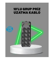 Mey İthalat® Termal Akım Korumalı 10’lu Grup Priz USB Type-C Hızlı Şarj 2500W 2m Kablo