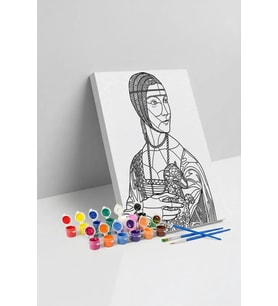 Rönesans Kadın Desenli Mandala Tuval Boyama Seti 40x50 cm