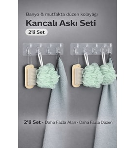 2’li Kendinden Yapışkanlı Kancalı Askı Seti