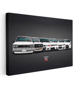 Yatay Kanvas Tablo Nissan GT-R Tüm Nesiller Serisi Nissan GT-R Tablosu Ev Ofis Duvar Dekoru