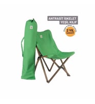 Bag The Joy Ahşap Katlanır Kamp Sandalyesi – Antrasit İskelet - Yeşil Kılıf