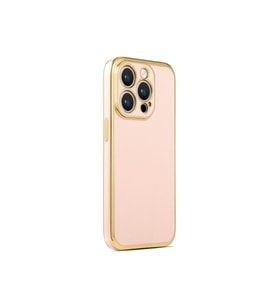 Apple iPhone 14 Pro Uyumlu Kılıf Zore Bark Kapak (Rose Gold Altın)