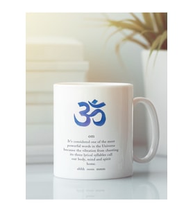 Beyaz Kupa Bardak Om Yoga Meditasyon