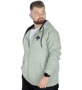 Mode XL Erkek Sweat Kapşonlu Fermuarlı 22539 Su Yeşili