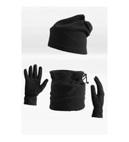 Unisex Erkek Kadın Polar Siyah Bere Boyunluk Eldiven 3'lü Set