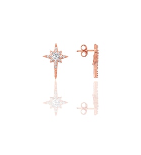 Gümüş rose zirkon taşlı kutup yıldızı küpe SGTL11550ROSE