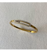 Hareketli Taşlı Gold Çelik Kelepçe