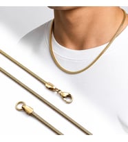 Premium Parlak ve Şık İtalyan Zincir Erkek Çelik Kolye 3x2 mm 55 cm 3183ECK015 - Gold Renk